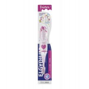 elgydium, unicorn, spazzolino da denti, viola