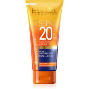 eveline cosmetics, amazing oils, olio di macadamia, nutriente, lozione solare, spf20, 200 ml