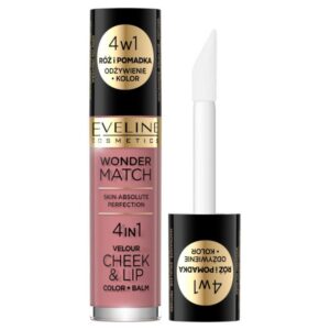 eveline cosmetics, wonder match 4in1, balsamo labbra e guance 2 in 1, 02, 4.5 ml