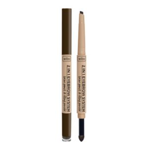 wibo, 2 in 1 eyebrow system, crema per sopracciglia matita, polvere & pennello 3 in 1, 3, marrone scuro, 0.2 g