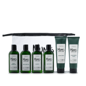 starter kit set mums with love: mums with love, hydrating, body lotion, 100 ml + mums with love, hair shampoo, for cleansing, 100 ml + mums with love, shower gel, for all skin types, 100 ml + mums with love, cleansing, bath oil, 100 ml + happy cheeks, repairing, cream, for face, 100 ml + mums with love, repairing, cream, for face, 100 ml + mums with love, textile bag, toiletry, for women