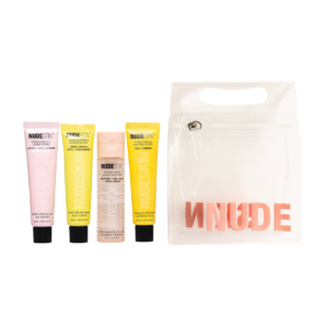 4 steps citrus renew set nudestix: lemon aid, detox, peel off mask, for face, 60 ml + nudeskin, citrus, cleansing balm, for face, 60 ml + citrus, moisturizing, day & night, cream mask, for face, 60 ml + nudeskin, 5% acide glycolic, illuminating, tonic lotion, for face, 95 ml