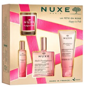 set nuxe: prodigieux floral, scented candle, 70 g + prodigieux floral, shower gel, all over the body, for all skin types, 100 ml + prodigieux floral le parfum, eau de parfum, for women, 15 ml *miniature + huile prodigieuse multi purpose floral, body oil, for face, body & hair, 100 ml