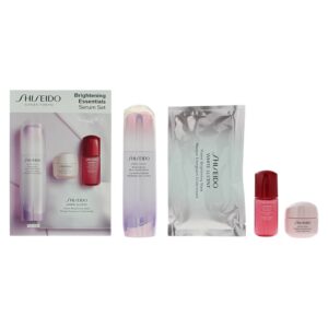 set shiseido: brightening essentials, pigment correcting, serum, for face, 50 ml + brightening essentials, hydrating, serum, for face, 10 ml *miniature + brightening essentials, hydrating, gel cream, for face & neck, 15 ml + brightening essentials, hydrating, sheet mask, for face