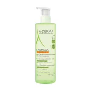 a derma, exomega control, emolliente, gel doccia, per capelli & corpo, tutti i tipi di pelle, 500