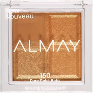 almay, shadow quad, palette di ombretti, 150, oro puro, 4 sfumature, 3.5 g