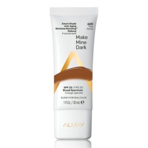 almay, smart shade, tone matching, fondotinta liquido, 600, make mine dark, 20 spf, 30 ml
