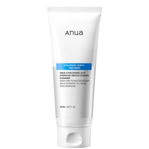 anua, glow, 8 acido ialuronico + pantenolo, idratante, schiuma detergente, 150 ml