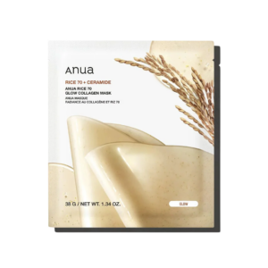 impostare, anua, rice 70 glow, collagene, bagliore, maschera per il viso, per il viso, 4 pz, 38 g