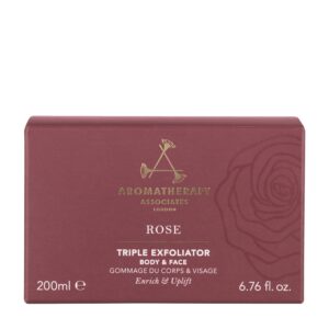 aromatherapy associates, rose, oli essenziali naturali, scrub esfoliante, 200 ml