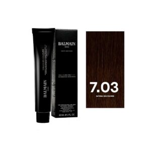 balmain professionnel, couleurs couture, tinta per capelli permanente, 7.03 natural gold blonde, 60 ml