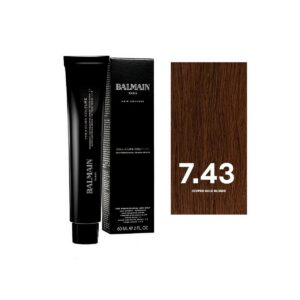 balmain professionnel, couleurs couture, tinta per capelli permanente, 7.43 copper gold blonde, 60 ml