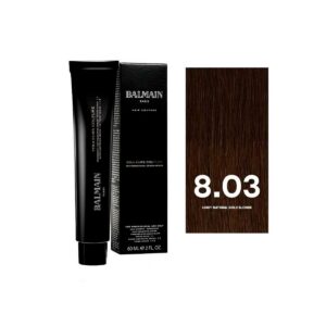 balmain professionnel, couleurs couture, tinta per capelli permanente, 8.03 light natural gold blonde, 60 ml