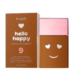 benefit, hello happy soft blur, finitura opaca, fondotinta liquido, 09, profondamente neutrale, spf 15, 30 ml