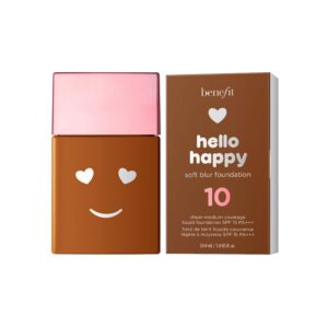benefit, hello happy soft blur, finitura opaca, fondotinta liquido, 10, calore profondo, spf 15, 30 ml