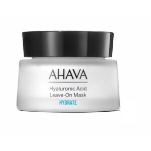 ahava, leave on, acido ialuronico, idratante, maschera crema, per il viso, 50 ml
