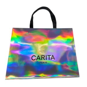 carita paris, carita, borsa in tessuto, grande, argento, per le donne