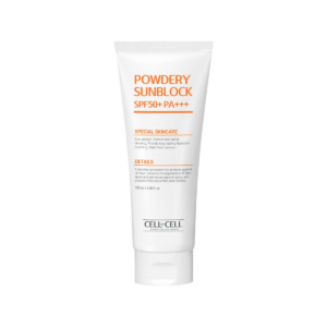 cell by cell, powdery sunblock, protezione della barriera cutanea, crema solare, per il viso, spf 50+, 100 ml