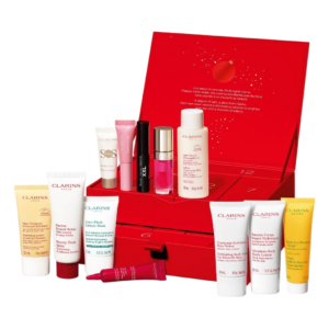 clarins, clarins, pelle, calendario dell'avvento, 12 pz