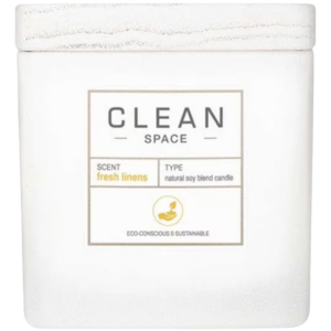 clean, space fresh linens, candela profumata, 227 g