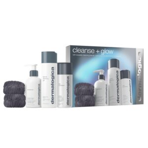 cleanse + glow set dermalogica: special, cleansing gel, for face, 250 ml + precleanse, eliminates impurities, oil, for face, 150 ml + daily microfoliant, exfoliating, exfoliating powder, 74 g