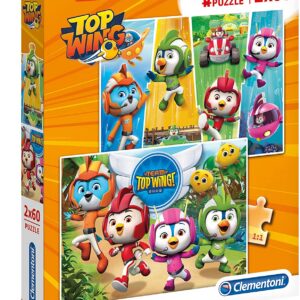 clementoni, top wings, puzzle, unisex, 2 x 60 pz