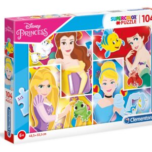 clementoni, disney princess, puzzle, per ragazze, 6+ anni, 104 pz