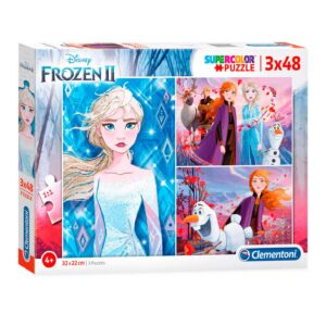 set trio, clementoni, frozen 2, puzzle, unisex, 3 x48 pz