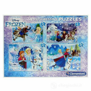 impostare, clementoni, frozen, 4 in 1, puzzle, 7723, per ragazze, 20 x 60 x 100 x 180 pz
