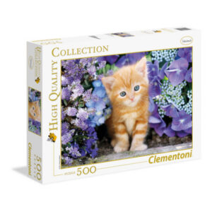 clementoni, high quality collection, gatto rosso tra i fiori, puzzle, unisex, 500 pz