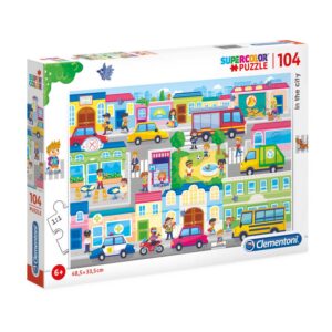 clementoni, in the city, puzzle, per ragazzi, 6+ anni, 104 pz
