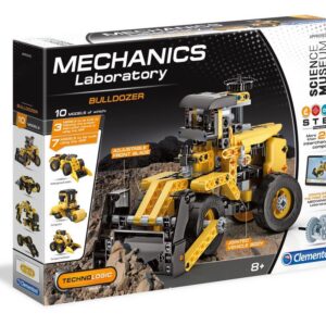 clementoni, mechanics laboratory, bulldozer, set di costruzione, per ragazzi, 8+ anni, 200 pz