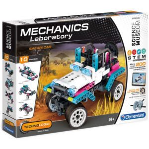 clementoni, mechanics laboratory, auto safari, set di costruzione, per ragazzi, 8+ anni, 200 pz