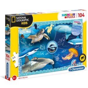 clementoni, national geographic kids, esploratore degli oceani, puzzle, unisex, 6+ anni, 104