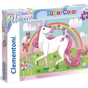 clementoni, supercolor, credo negli unicorni, puzzle, per ragazze, 6+ anni, 104 pz
