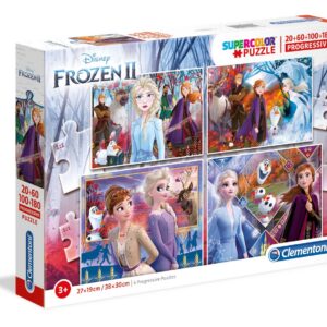 impostare, clementoni, supercolor, frozen ii il segreto di arendelle, puzzle, 21411, per ragazze, 3+ anni, 4 pz