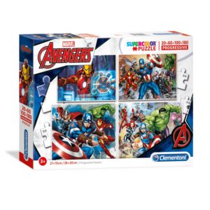 clementoni, marvel, gli avengers, puzzle, per ragazzi, 5+ anni, 4 pz