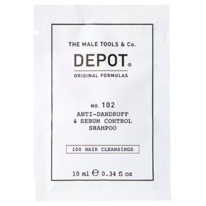 depot, 100 hair cleansing no. 102, complesso botanico, shampoo per capelli, antiforfora & controllo del sebo, 10 ml