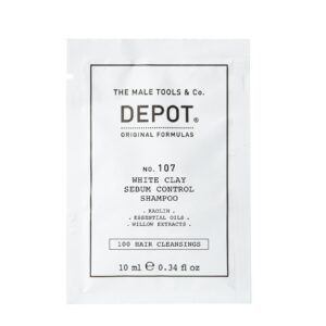 depot, 100 hair cleansing no. 107, caolino, shampoo per capelli, per la regolazione del sebo eccessivo, 10 ml