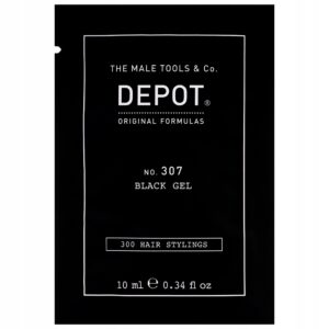 depot, 300 hair stylings no. 307 black, complesso botanico, gel per styling capelli, copertura temporanea & volume, tenuta media, 10 ml