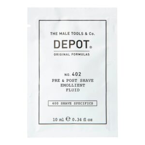 depot, 400 shave specifics no. 402, oli essenziali, calmante, fluido pre e post rasatura, 10 ml