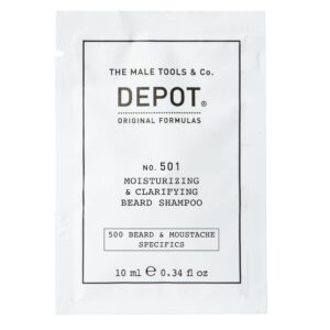 depot, 500 beard & mustache specifics no. 501, provitamina b5, shampoo per barba, idratante e chiarificante, 10 ml