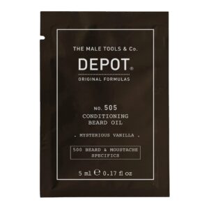 depot, 500 beard & mustache specifics no. 505, olio per barba, vaniglia misteriosa, vitamina e, per lucentezza e morbidezza, 5 ml