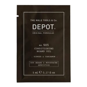 depot, 500 beard & mustache specifics no. 505, olio per barba, zenzero & cardamomo, per lucentezza e morbidezza, 5 ml