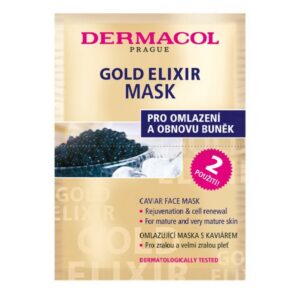 set duo, dermacol, gold elixir, estratto di caviale, anti età, maschera crema, per il viso, 2 pz, 8 g