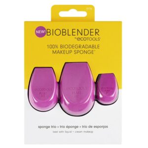 set trio, ecotools, bioblender, spugna per trucco, viola, 3 pz