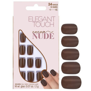 impostare, elegant touch, nude, squoval, unghie artificiali, cacao, 24 pz