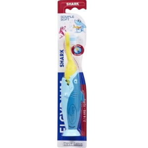 elgydium, kids shark, spazzolino da denti, blu