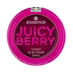 essence, juicy berry tinted, balsamo labbra e guance 2 in 1, viola, 3 g