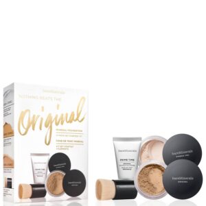 nothing beats the original set bareminerals: bareminerals, setting, powder brush + mineral veil, matte finish, loose setting powder, golden tan, 2 g + + prime time, vitamin e, smooth wear, foundation primer, golden tan, 15 ml